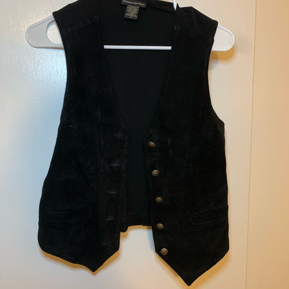 Real black leather vest